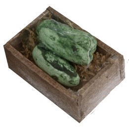 Dark wooden box with zucchinis 3.2x2x2 cm h