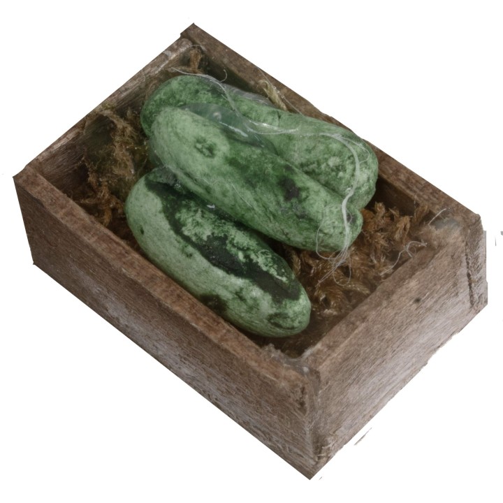 Caja de madera oscura con calabacines cm 3,2x2x2 h