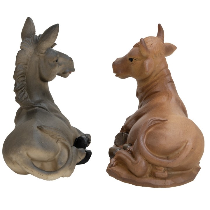 Bue y asno sentados para estatuas de 20 cm en