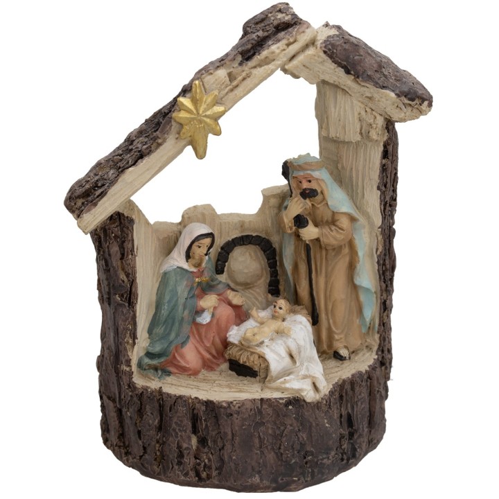 Nativity with illuminated hut cm 9x5x13.9 h
