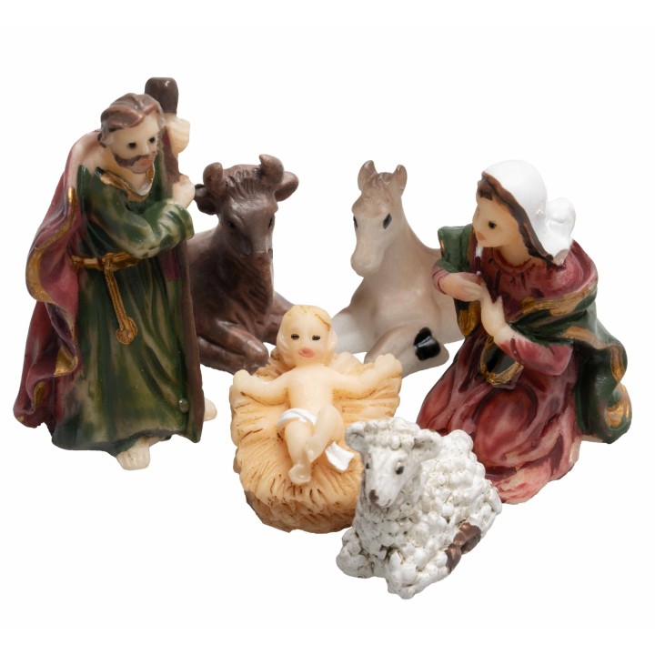 Mini Natività 6 soggetti serie 3,5 cm in resina