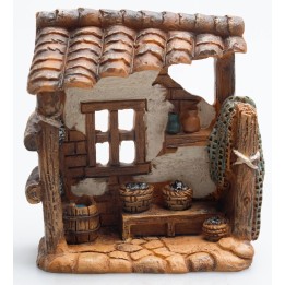 Bottega del pescivendolo in resina cm 8,3x4x9,6 h
