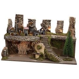 Nativity scene with lights and working fountain cm