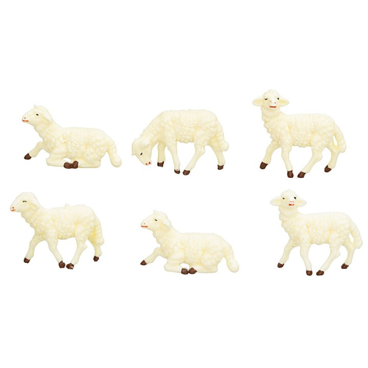 Set of 12 sheep in PVC Euromarchi series for 4 cm