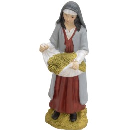 Contadina con grano in resina 15 cm