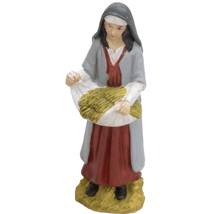 Campesina con trigo en resina 15 cm