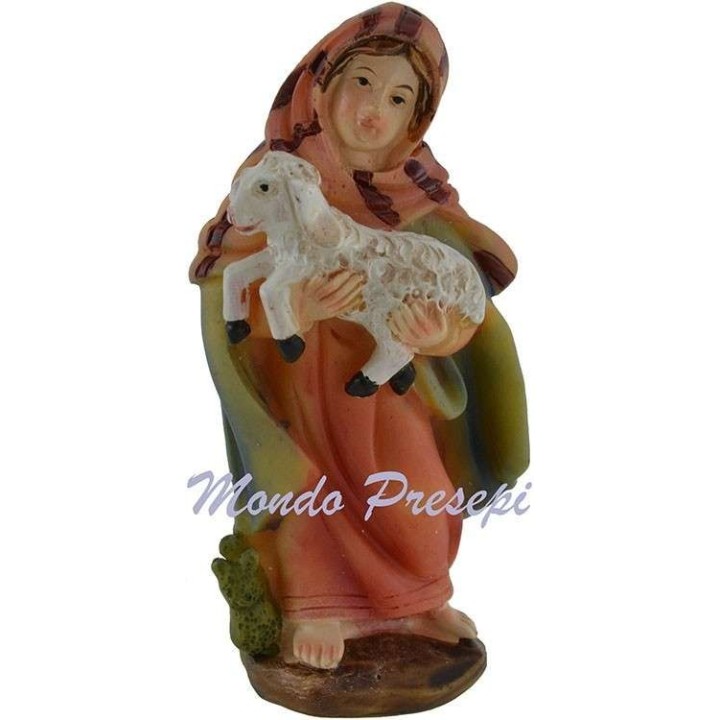 Shepherdess with lamb, cm 9