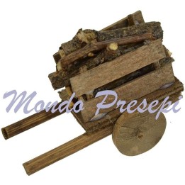 Carretto presepe con legna cm 5,5x3x4 h.