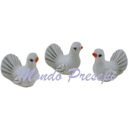 Set of 3 doves gray cm 2,5
