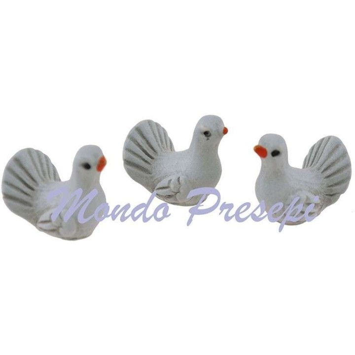 Set of 3 doves gray cm 2,5