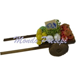 Carretto in legno con frutta-verdura