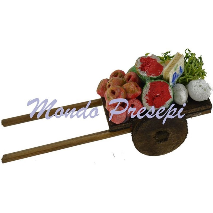 Carretto in legno con frutta-verdura