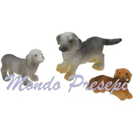 Conjunto de 3 perros de resina de 4-2 cm