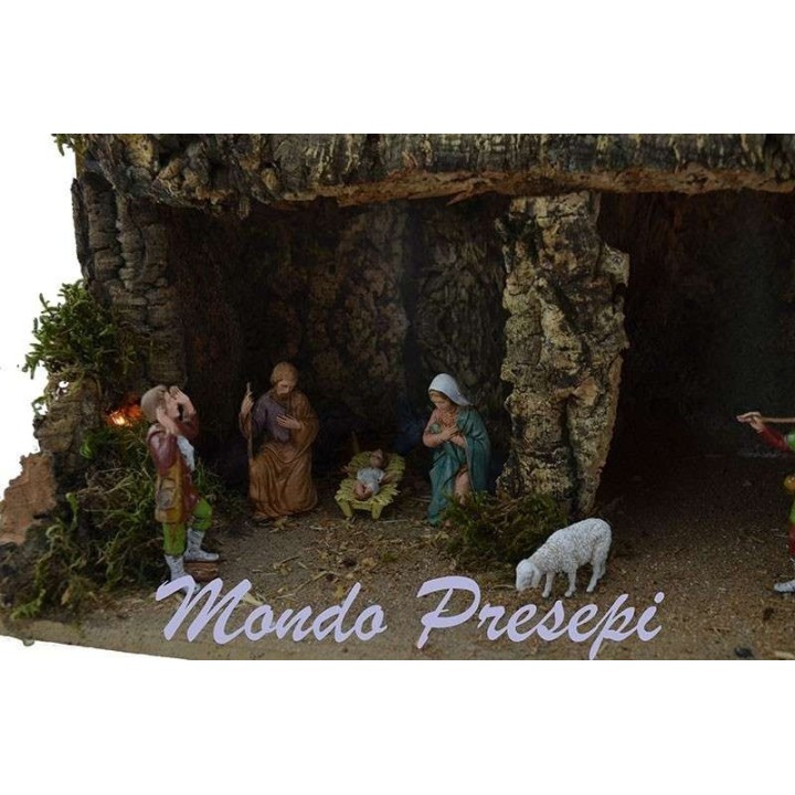 Complete nativity scene with windmill and lights cm 42x35x38 h.