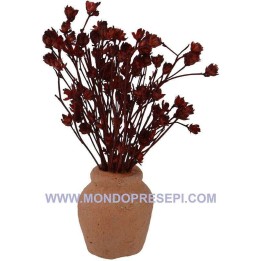 Terracotta vase with flowers-burgundy