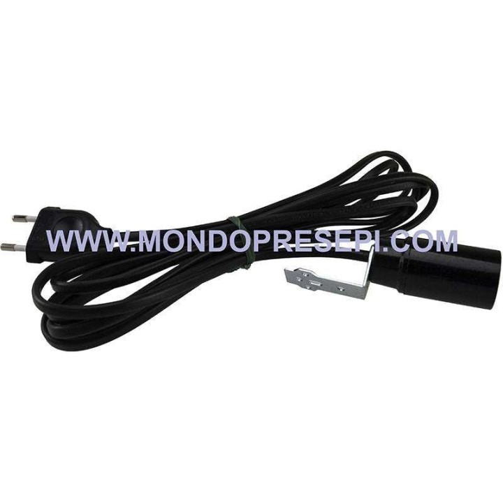 Portalámpara E14 con soporte completo de cable de 3 m y enchufe.