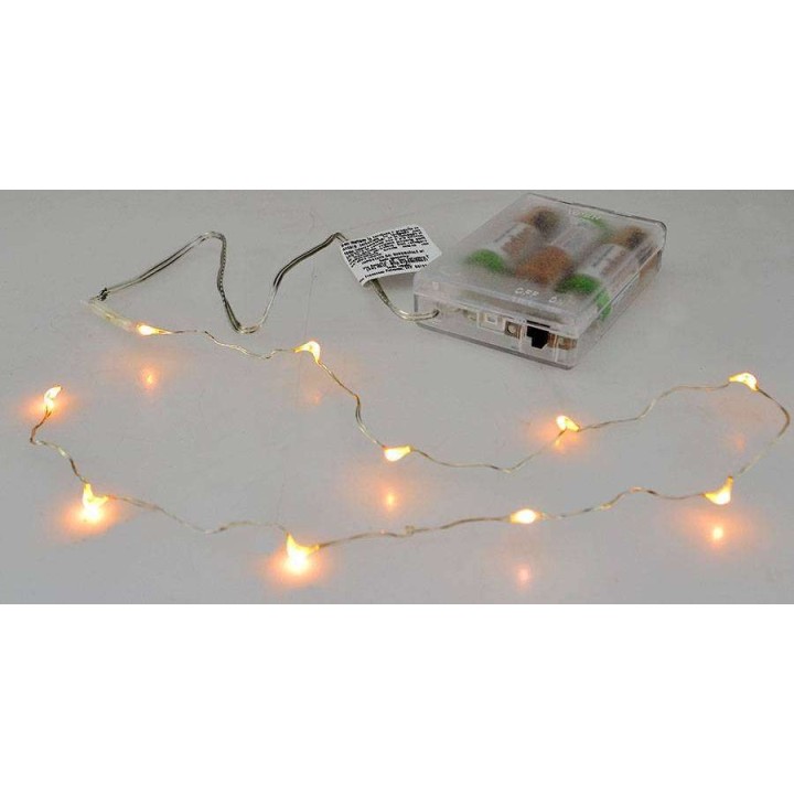 10 Micro Led a pilas luz blanca cálida