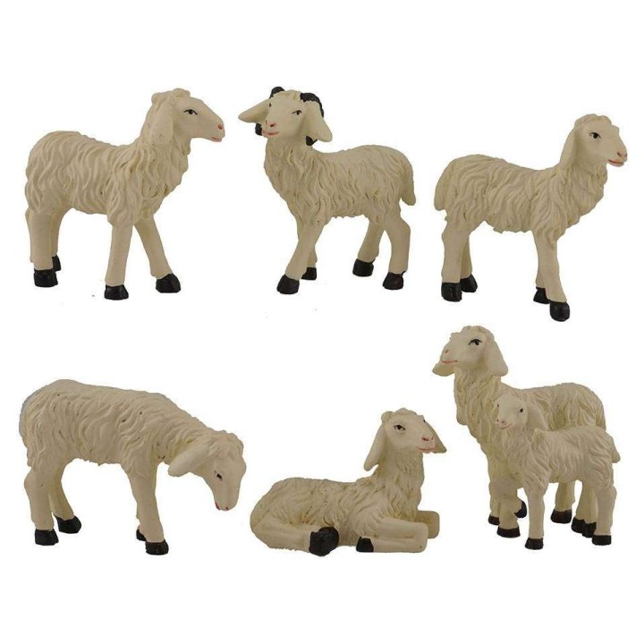 Set of 6 resin sheep for statues h. 