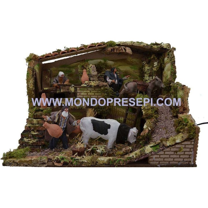 Nativity scene with 4 movements 11-12 cm