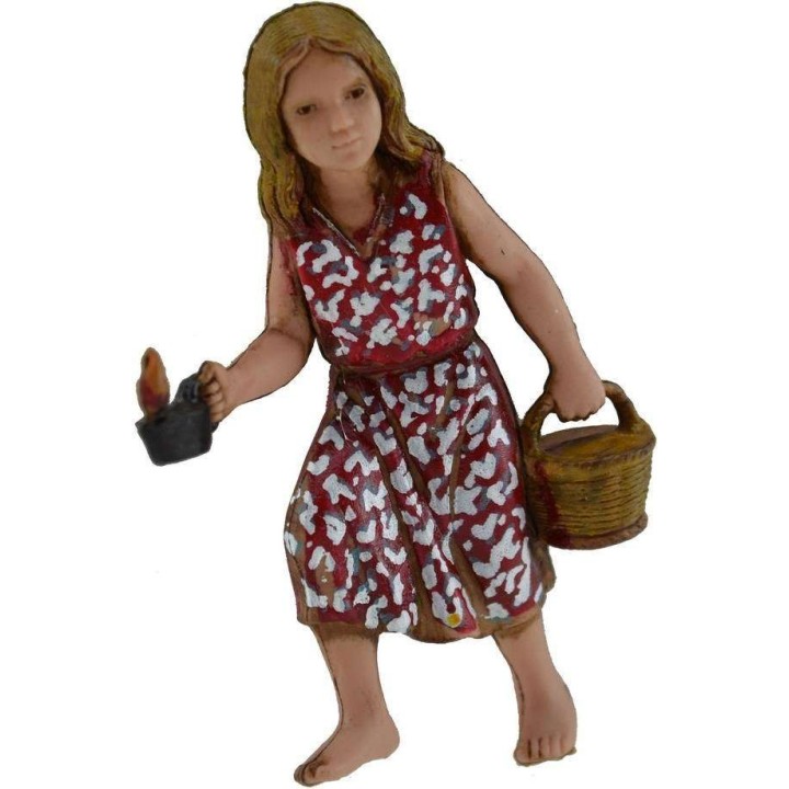 Bambina con cesto e candela serie 10 cm Landi Moranduzzo