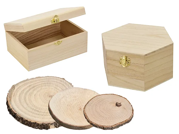 SCATOLE IN LEGNO E BASI A TRONCO